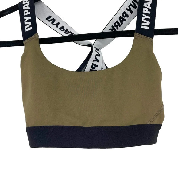 Ivy Park Olive Green Logo‎ Band Racerback Sports Bra Size Small - Picture 6 of 7